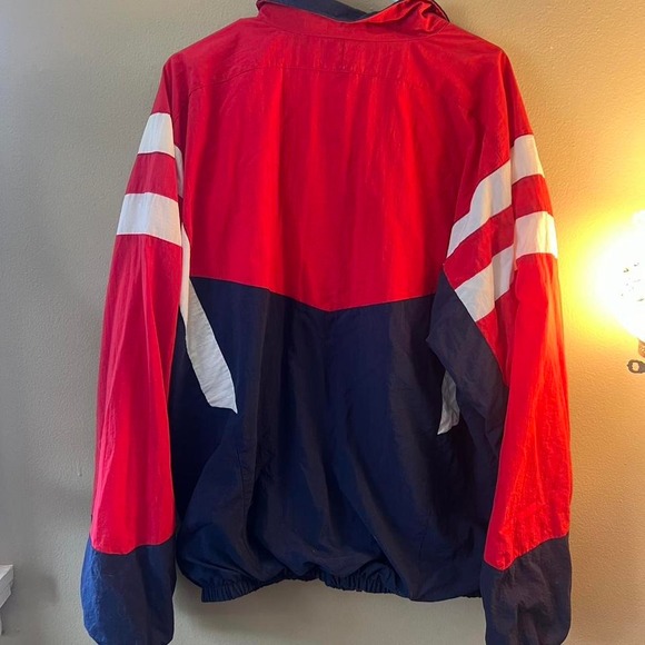 Vintage Asics Windbreaker Jacket Red Blue White Color Block Full Zip XL - Picture 4 of 4